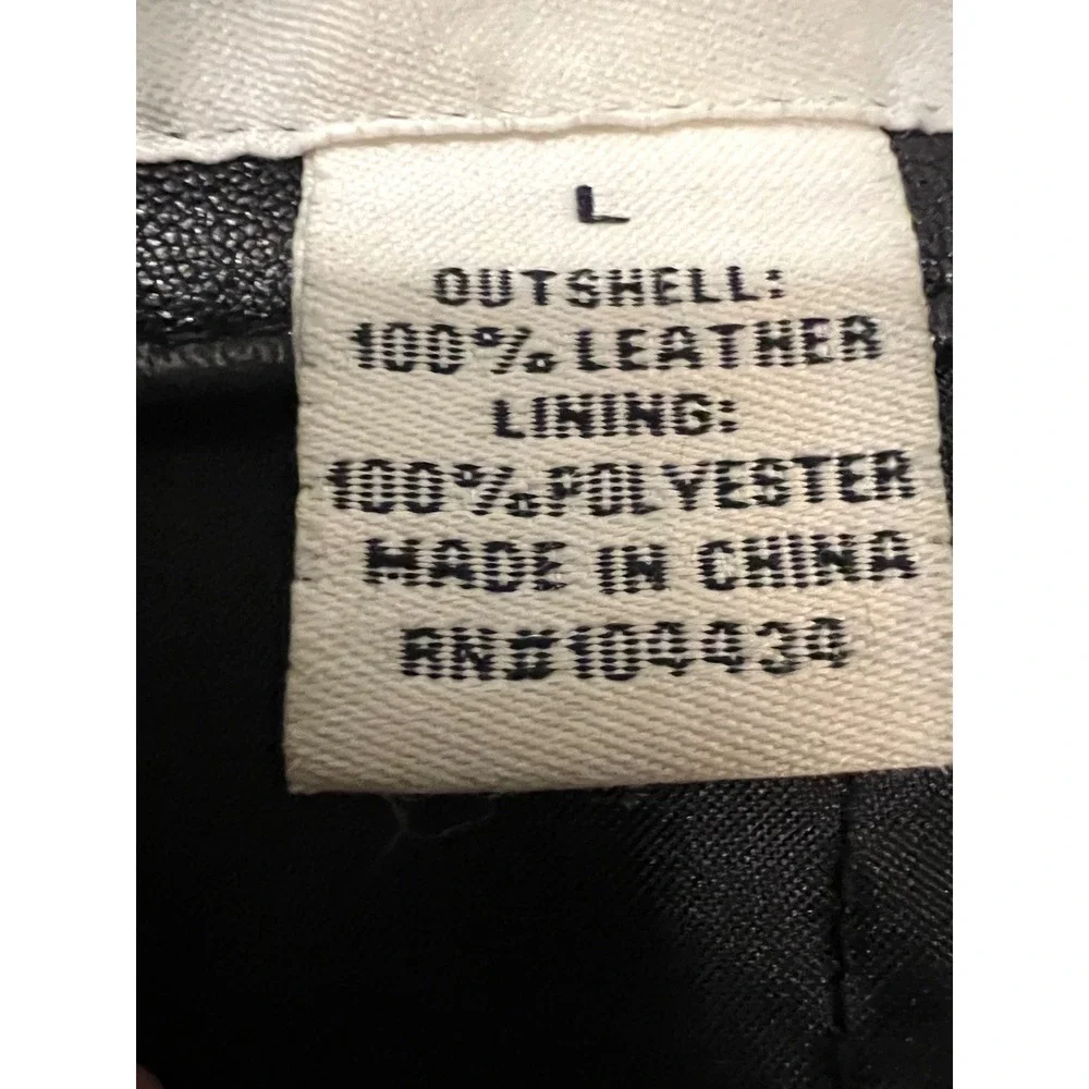 Calvin Klein Mens Black Leather Full‎ Zip Jacket Size Large Point Collar